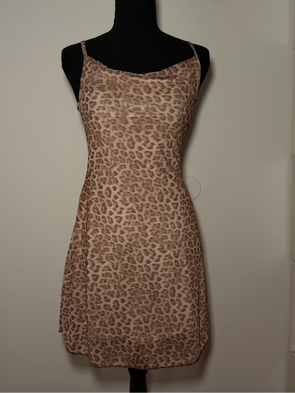 Leopard Print Slip Dress in Beige and Brown